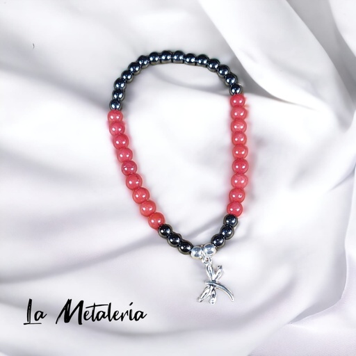 Pulsera PMP Libélula Coral y Hematita