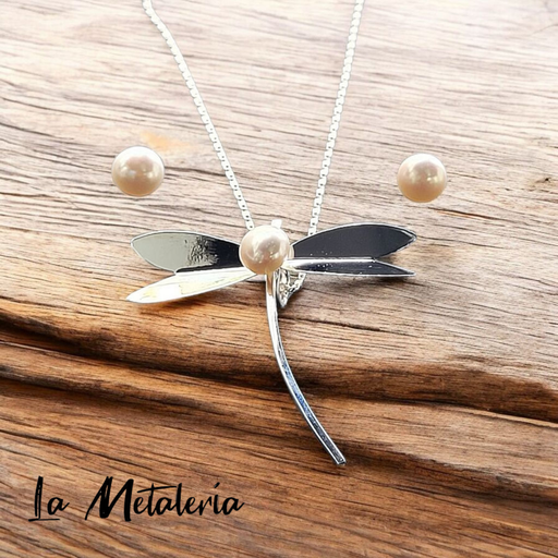 Set Libélula con Perla