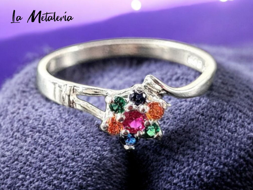 Anillo Compromiso Flor de Colores