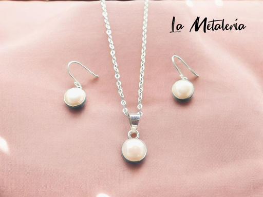 Set Perla Biselada con Arillo