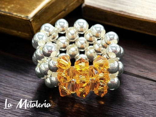 Anillo Bolitas de Plata y Sw