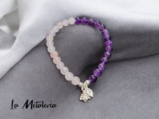 Pulsera Pmp Catarina Amatista y Cuarzo Rosa