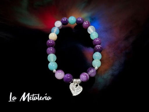Pulsera PMP Corazón Alado Ágatas y Amatista