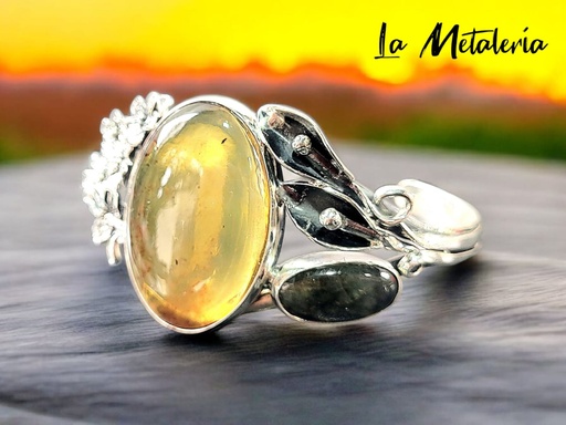 Brazalete Ámbar con Labradorita